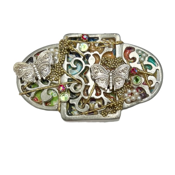 ALICE M SIGNED MIXED MEDIA BUTTERFLY BROOCH - Picture 2 of 16